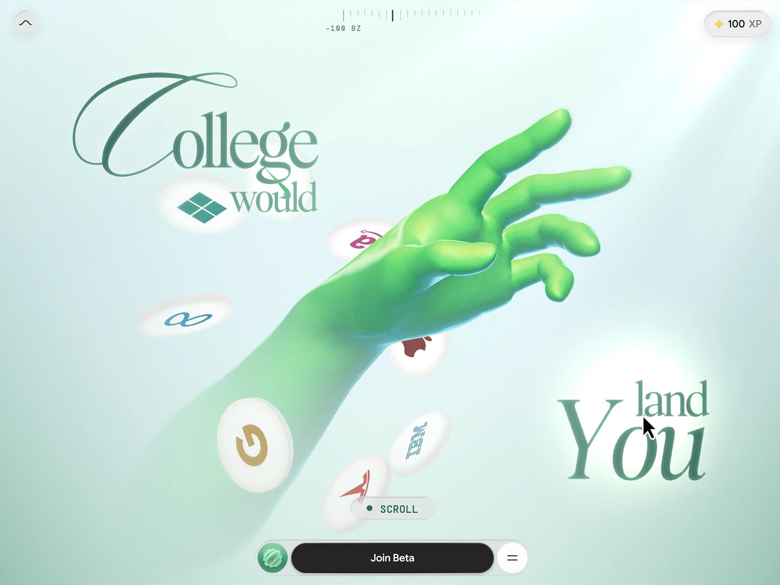 A rendered gold hand reaching towards a human hand in the opening stage of the Why Zero website.
